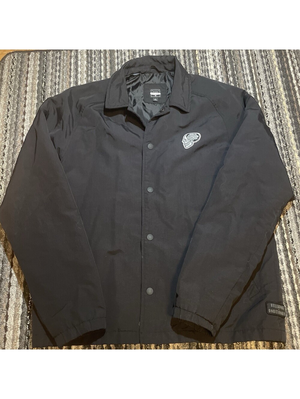 Billabong Bonethrower Gallery Black Lightweight Windbreaker Snap Jacket Mens S